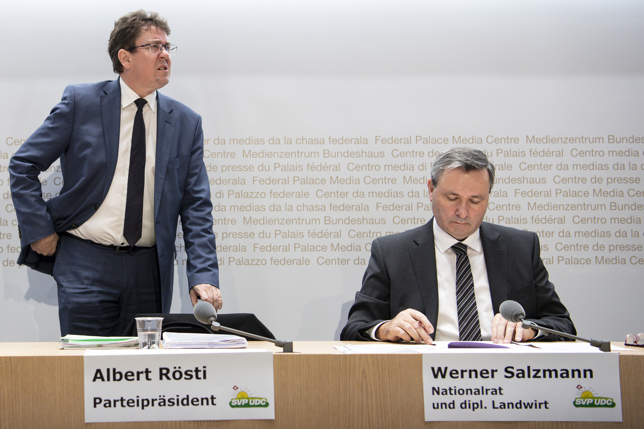 Die SVP-Nationalraete Albert Roesti und Werner Salzmann