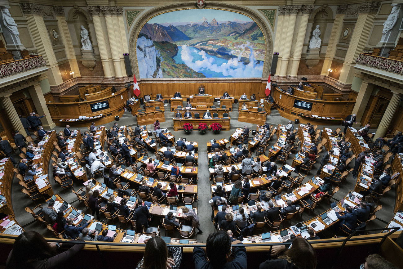 La sala del Consiglio nazionale durante la sessione.