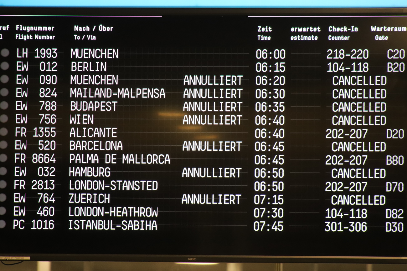 Departure board with cancellations
