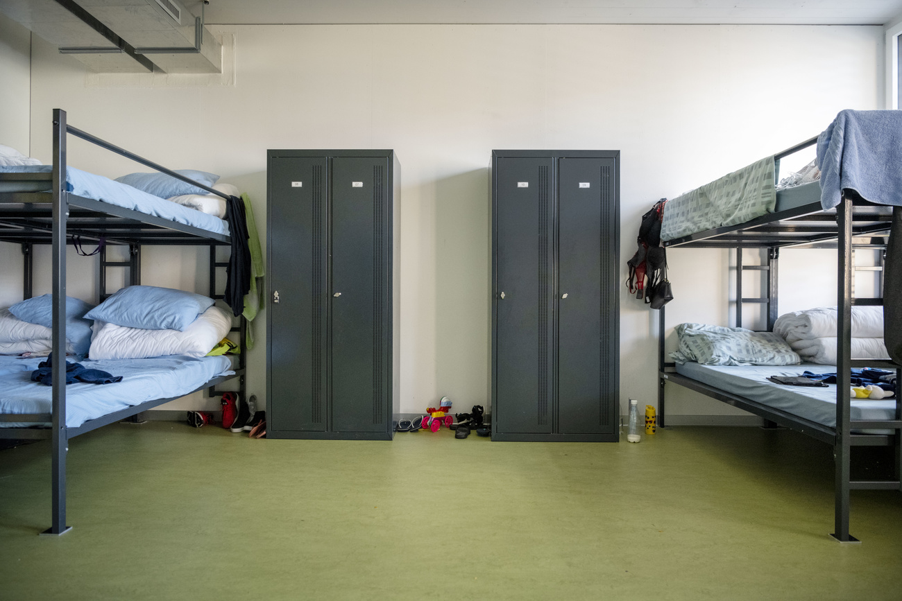 Beds at a Swiss asylum centre.