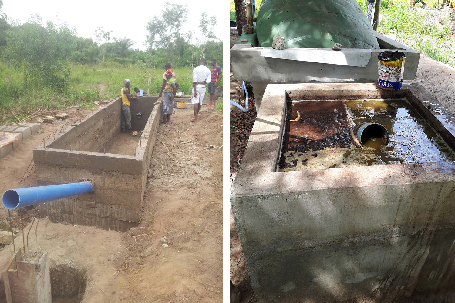 Le biodigesteur en construction