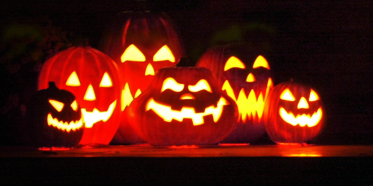 Carved-out pumpkins