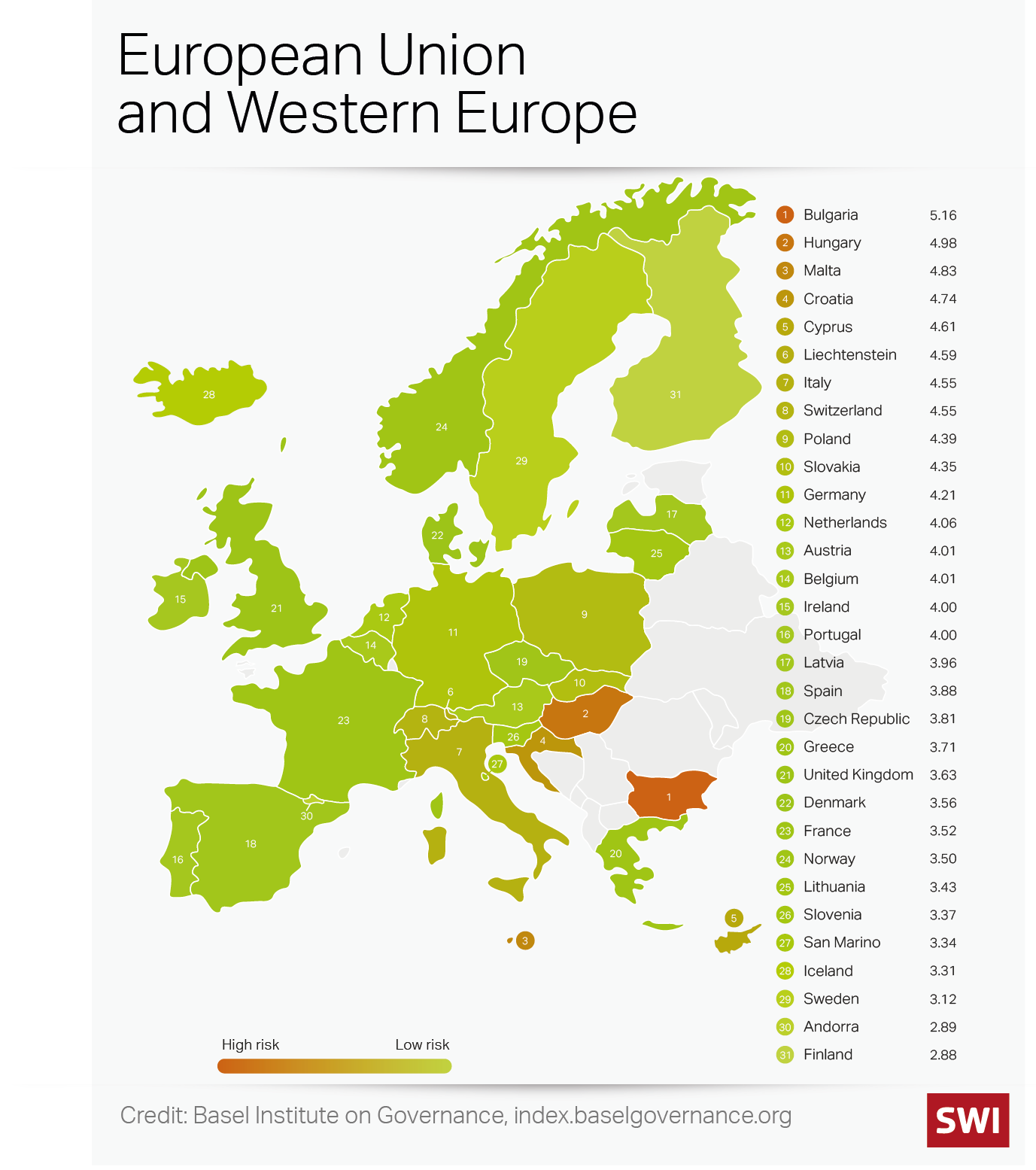 Europe money laundering map
