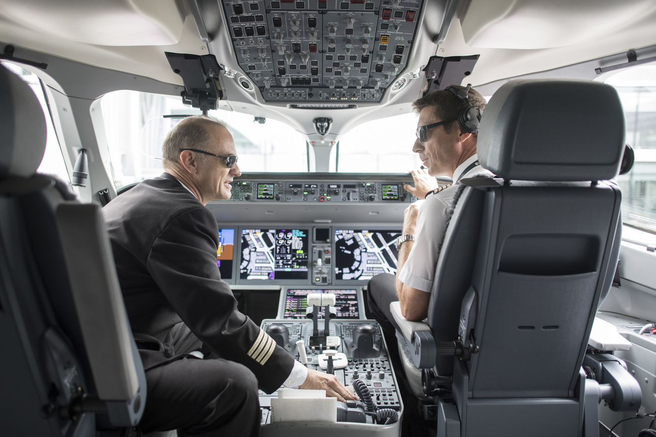 pilots in cockpit