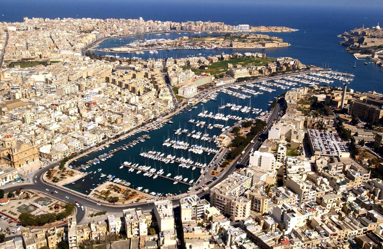 An overhead shot of Valletta, the Maltese capital