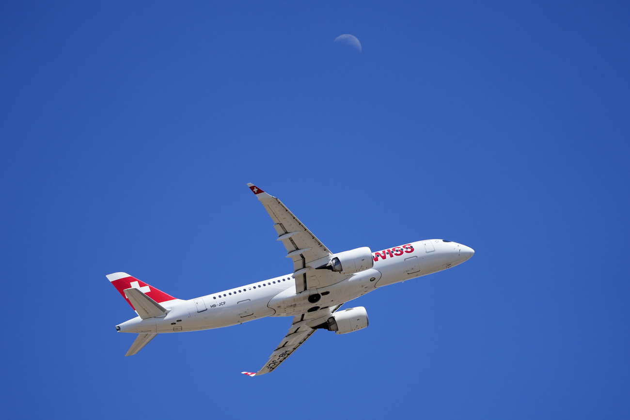 SWISS aircraft flying