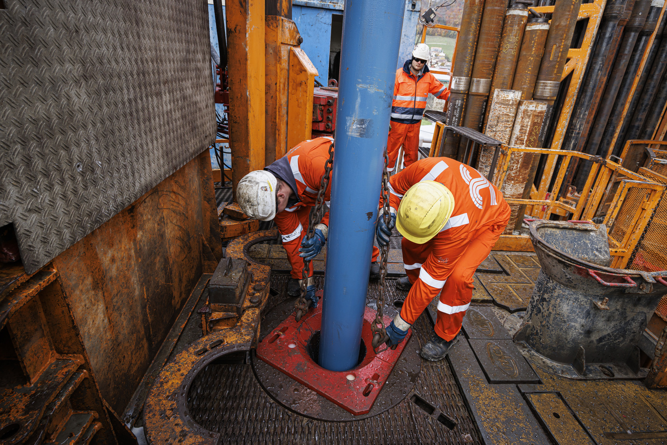 Drilling rig at the Vinzel geothermal project in canton Vaud, Switzerland