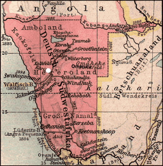 Karte von Deutsch Südwestafrika