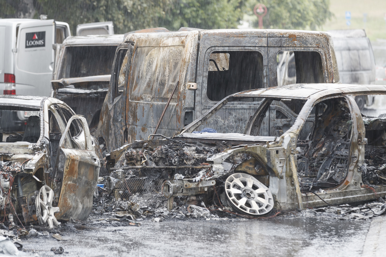 Cars burned out