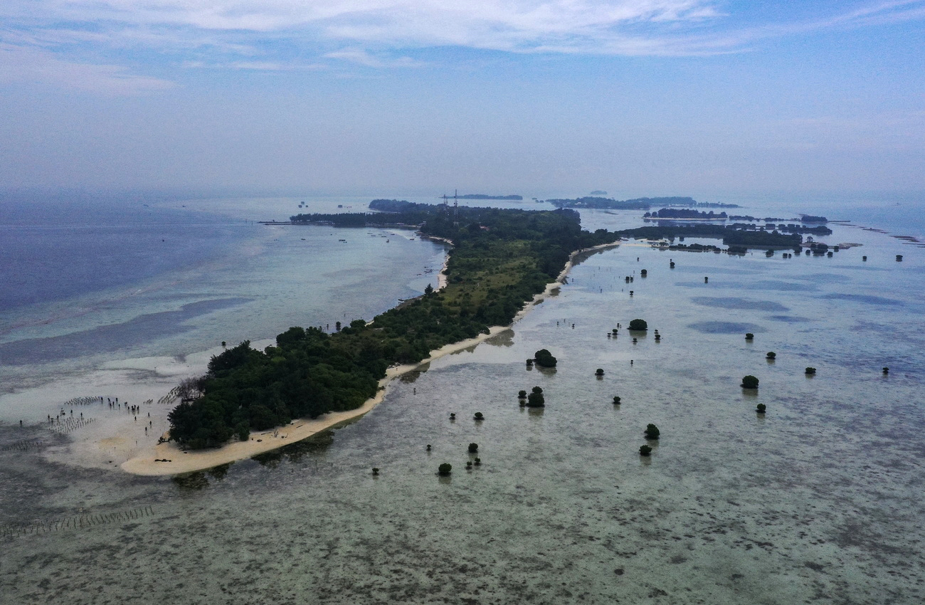 Vista aérea de una isla.