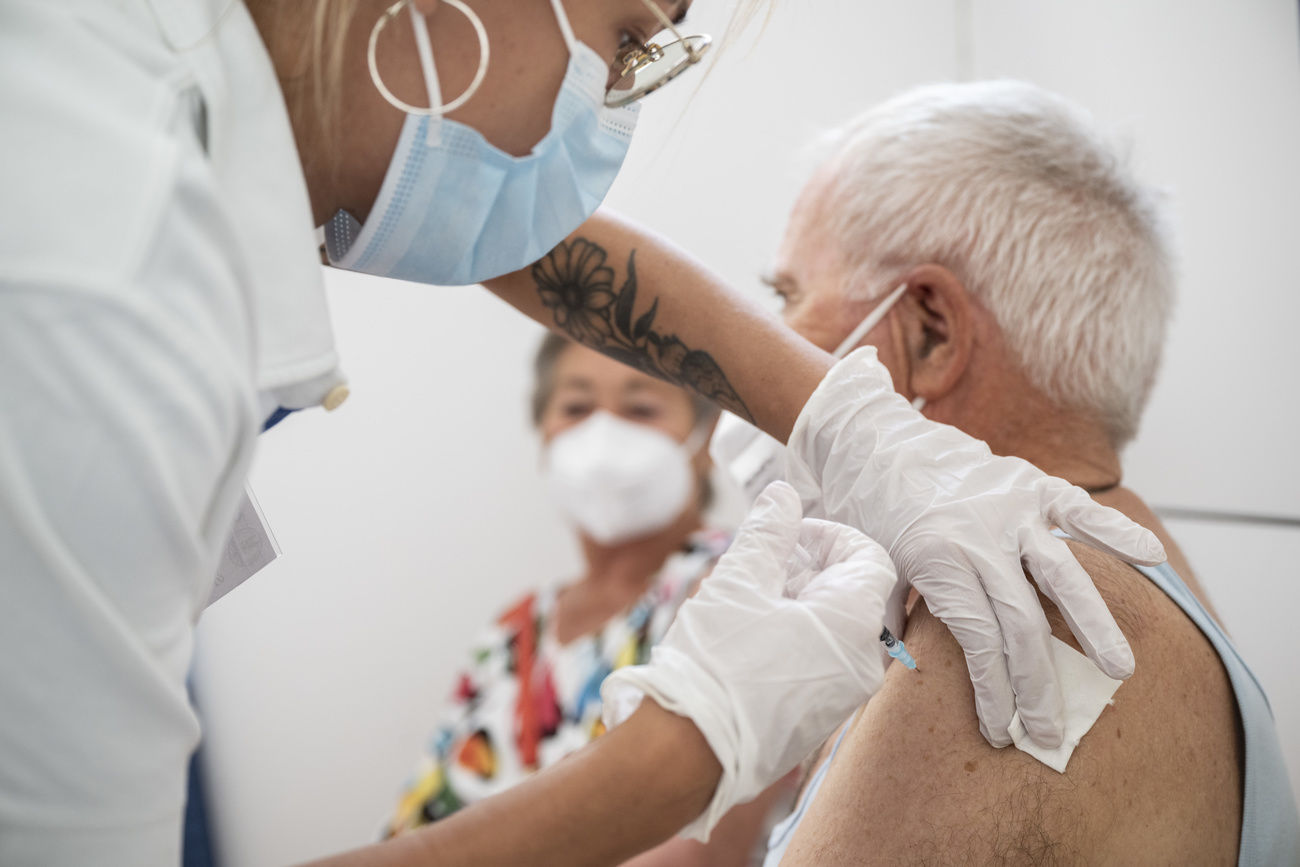 Old person getting vaccinated