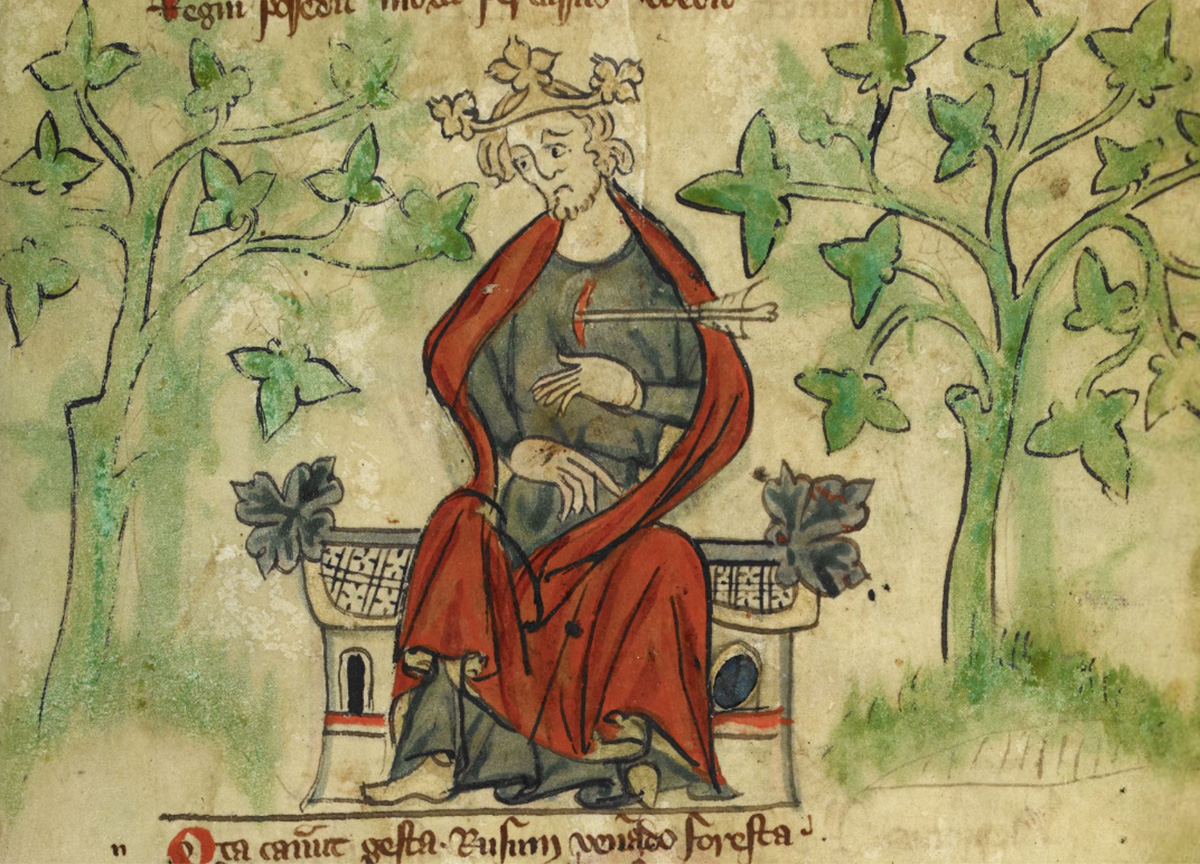 Représentation d un roi médiéval blessé par une flèche