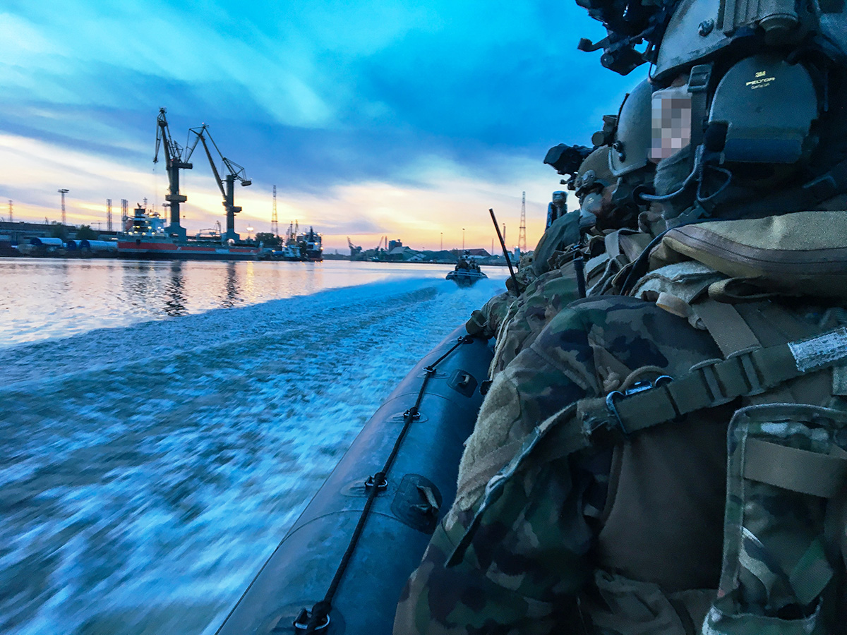 Swiss special forces training on a boat in Lake Lugano
