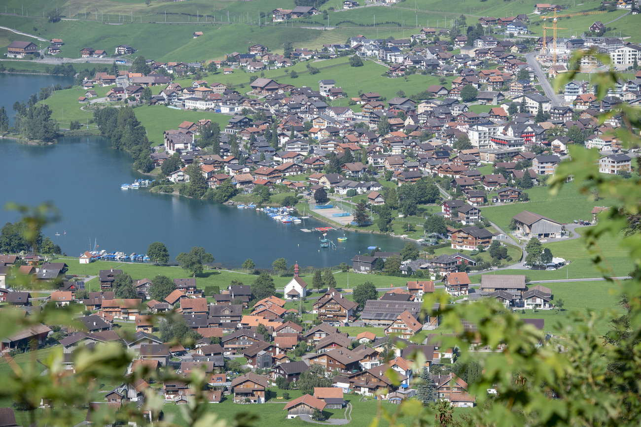 Aerial view of the twon of Sarnen in canton Obwalden, Switzerland