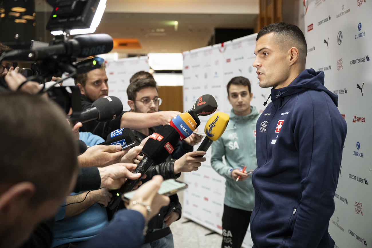 Granit Xhaka faces the media