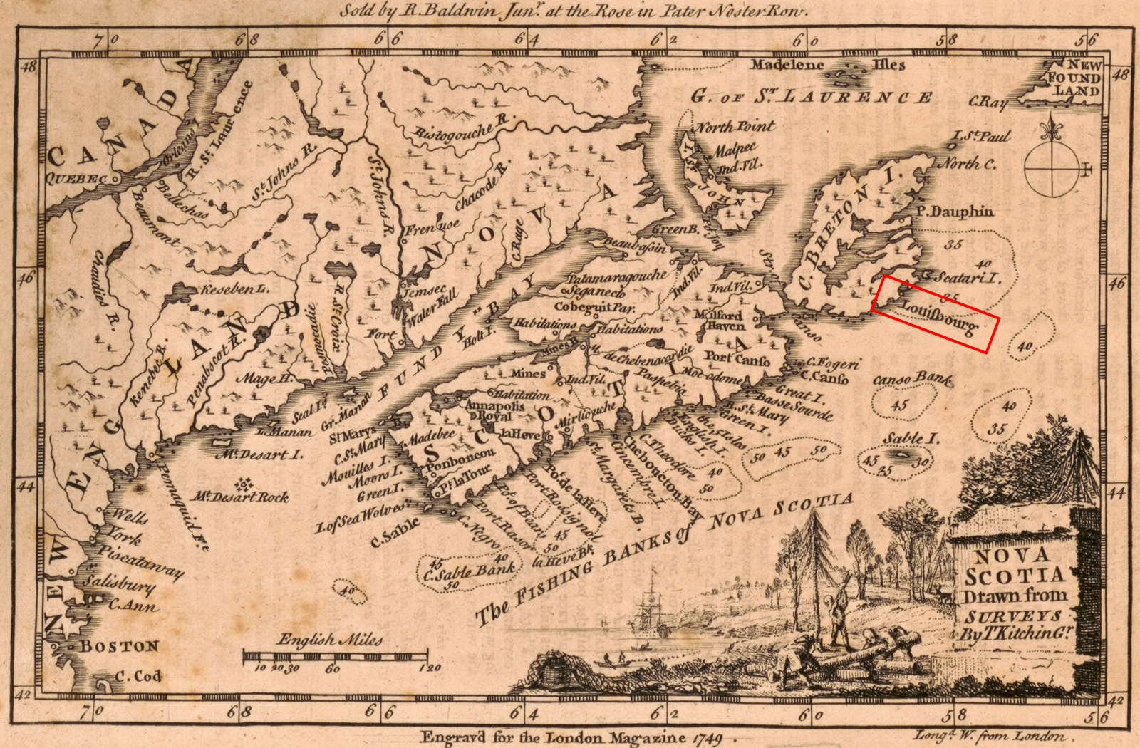 Un mapa antiguo de Nueva Escocia