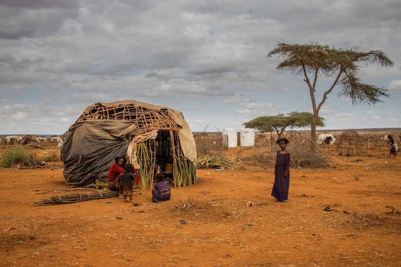 Case et paysage désertique à Borena, dans le sud de l Ethiopie