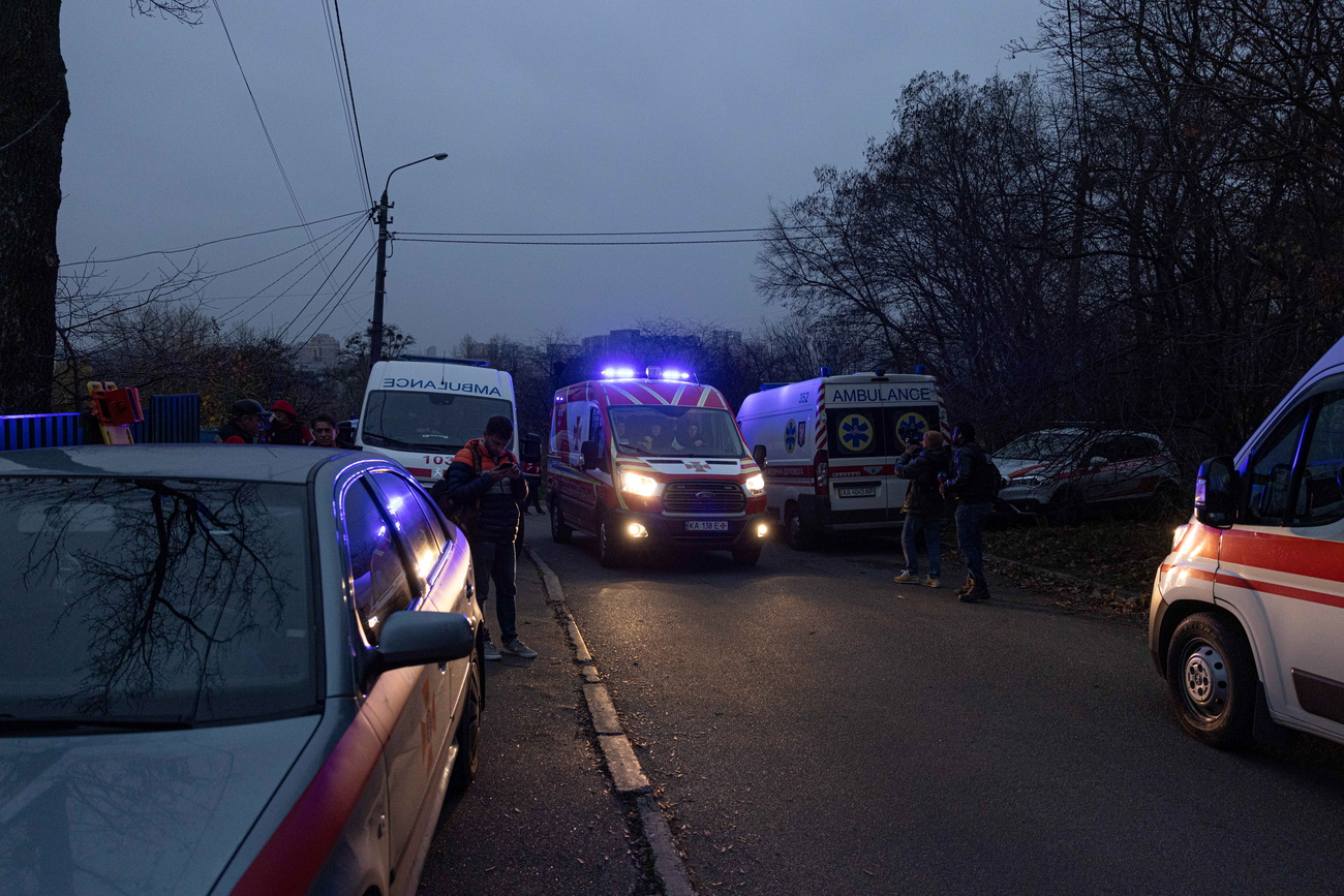 Ambulance vehicles in street