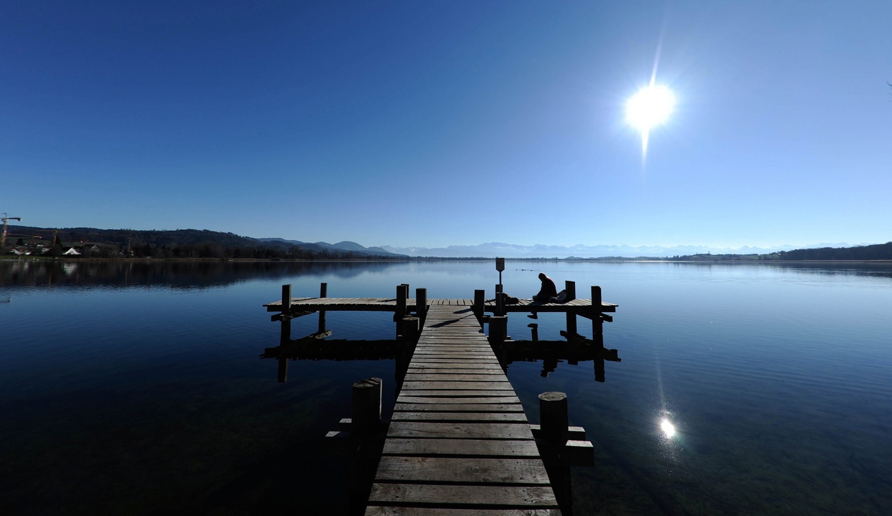 Sole in inverno sul lago di Zurigo