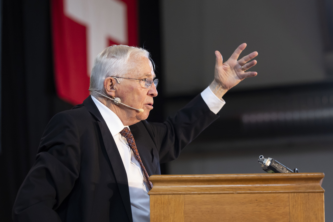 Christoph Blocher giving a speech