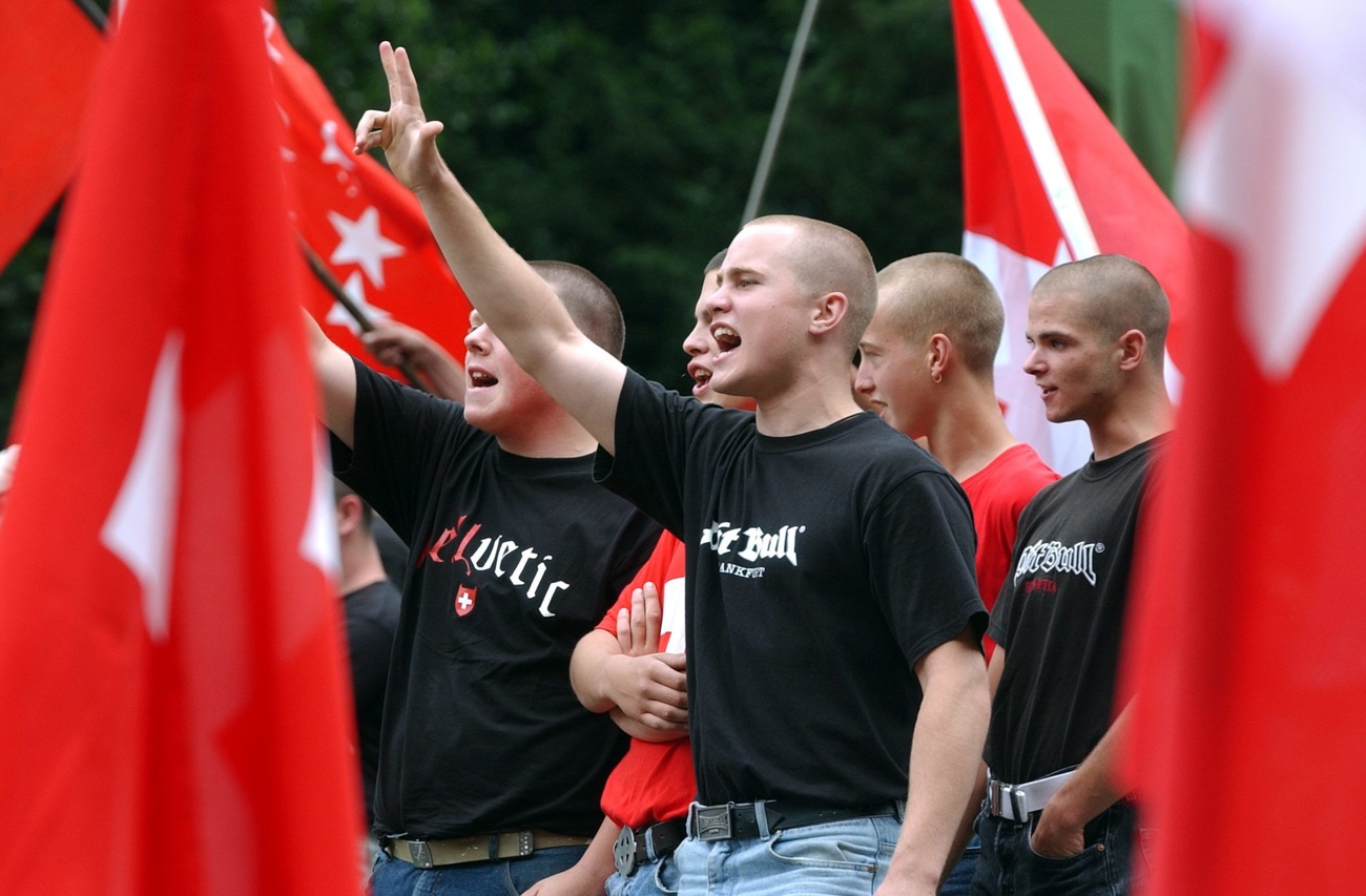People making salutes on Ruetli on 2005.