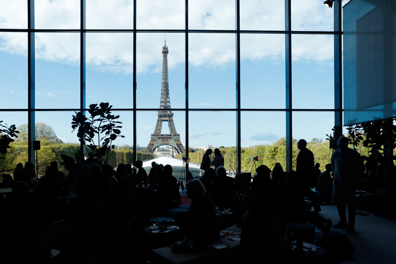 View of the Eiffel Tower from the Art Basel Paris pavillion