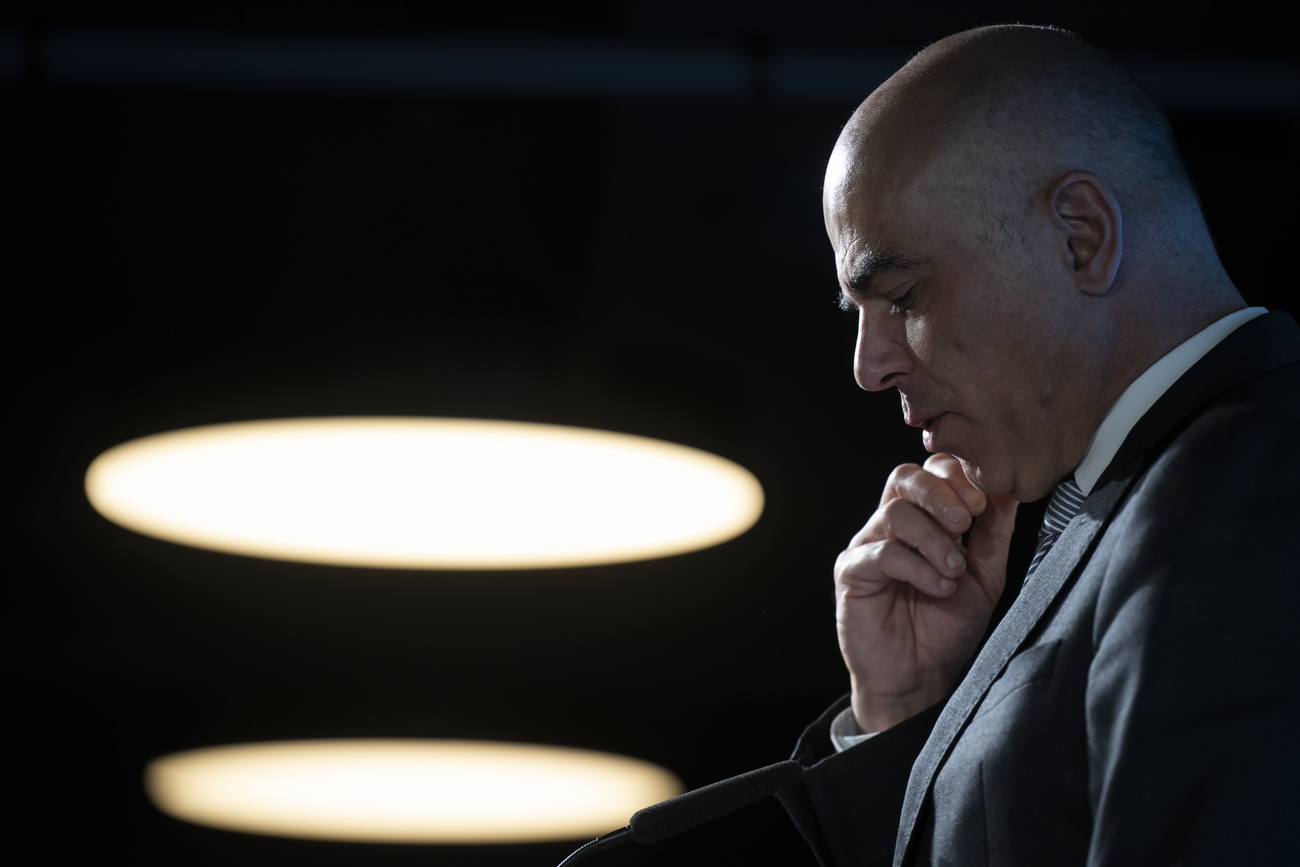 Alain Berset, pensif, au WEF 2023