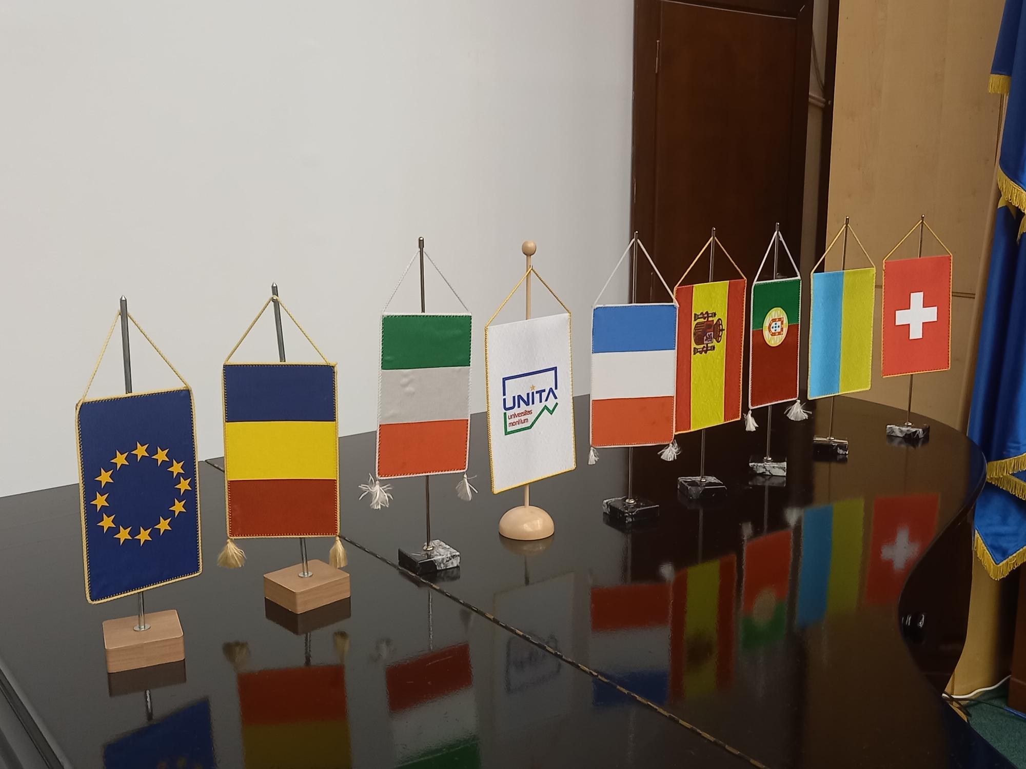 flags on a table