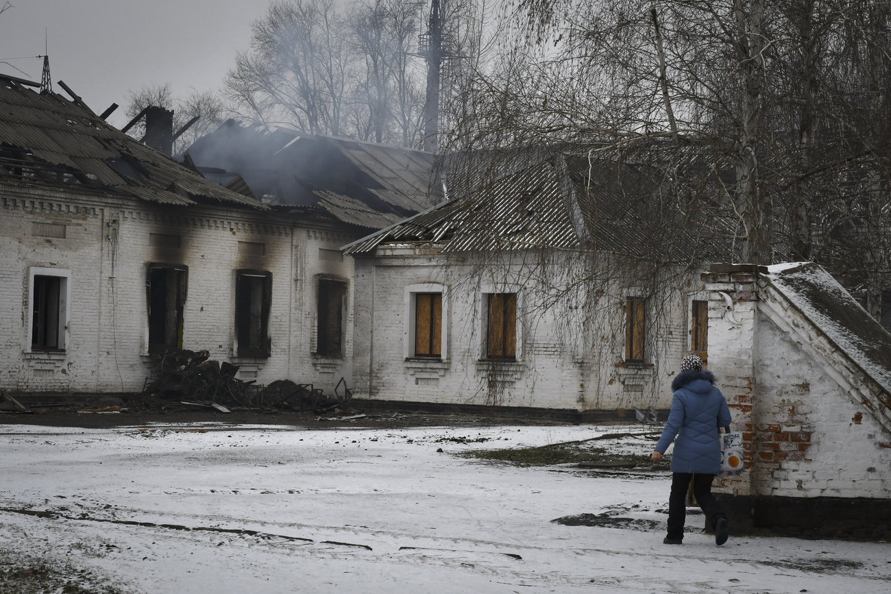 Damaged school in Ukraine