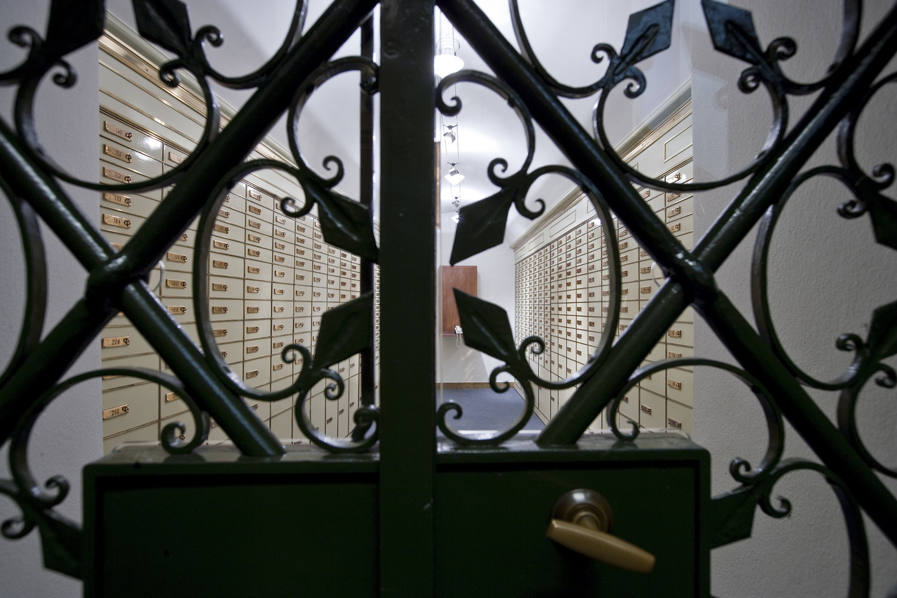 A gated Swiss bank vault