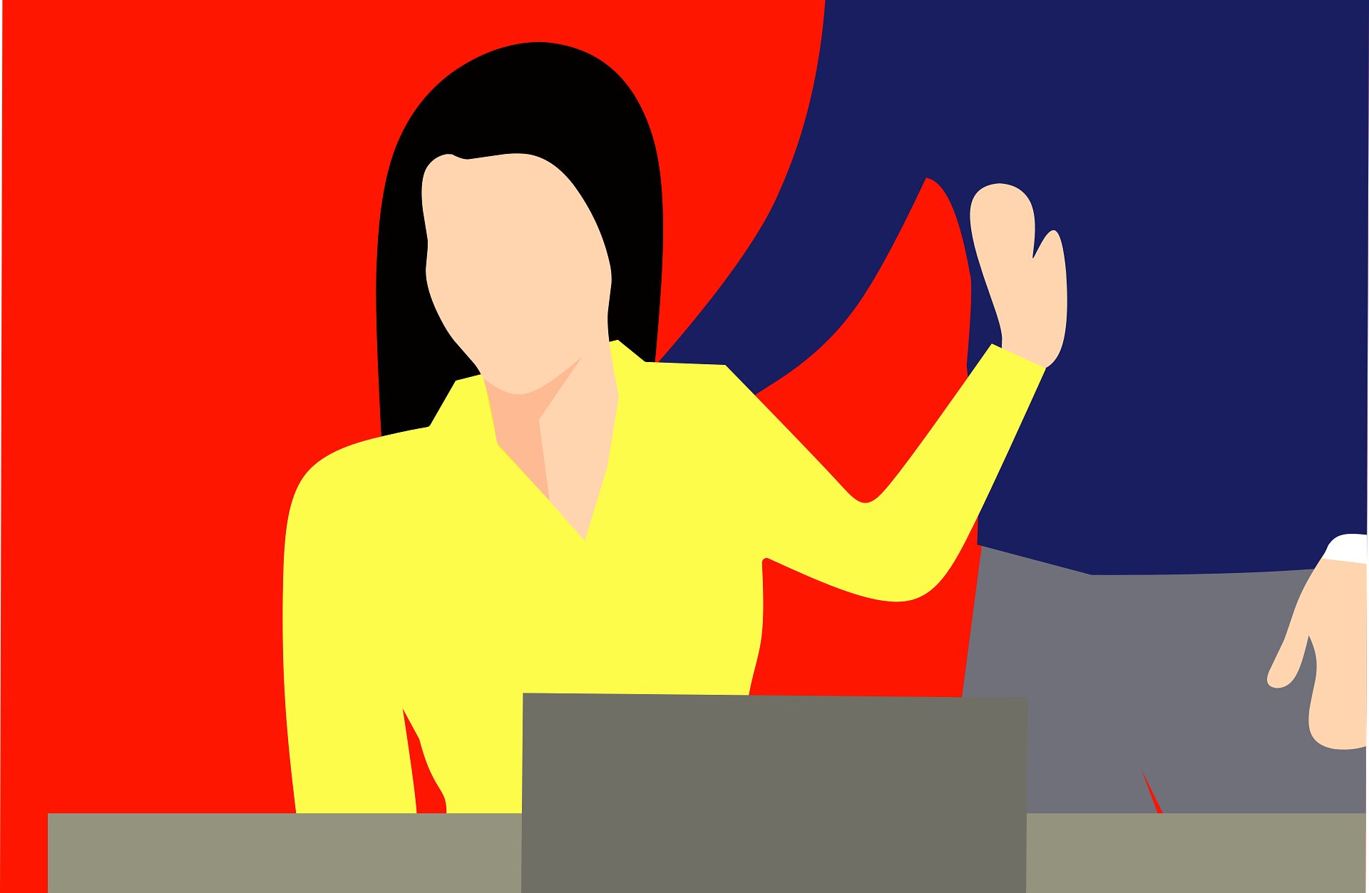 dibujo de una mujer apartando a un hombre
