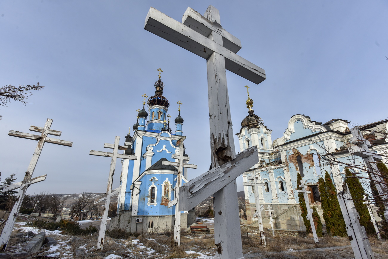 Cimitero a Bohorodychne, nel Donetsk.