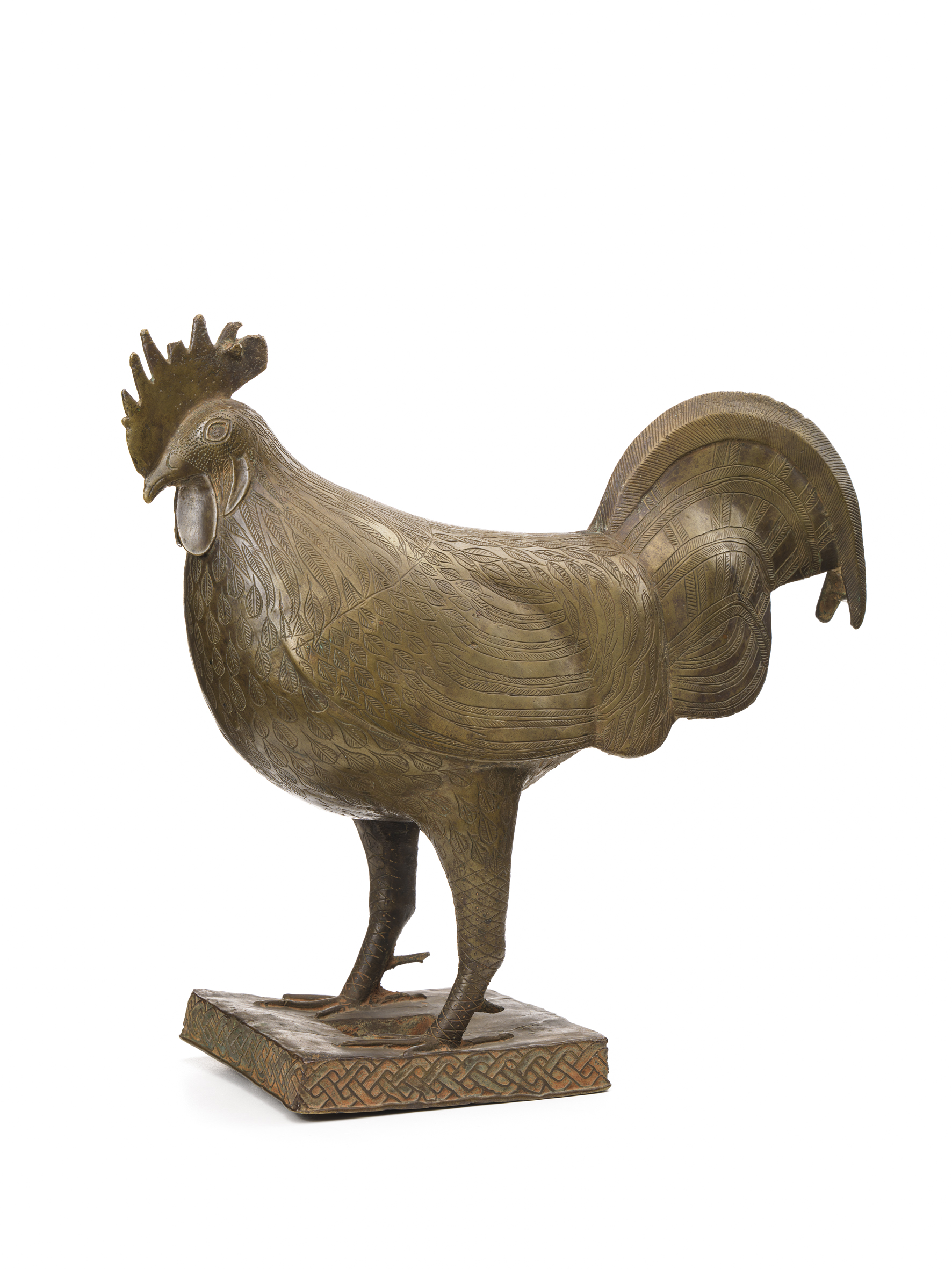 Poule sculptée dans du bronze