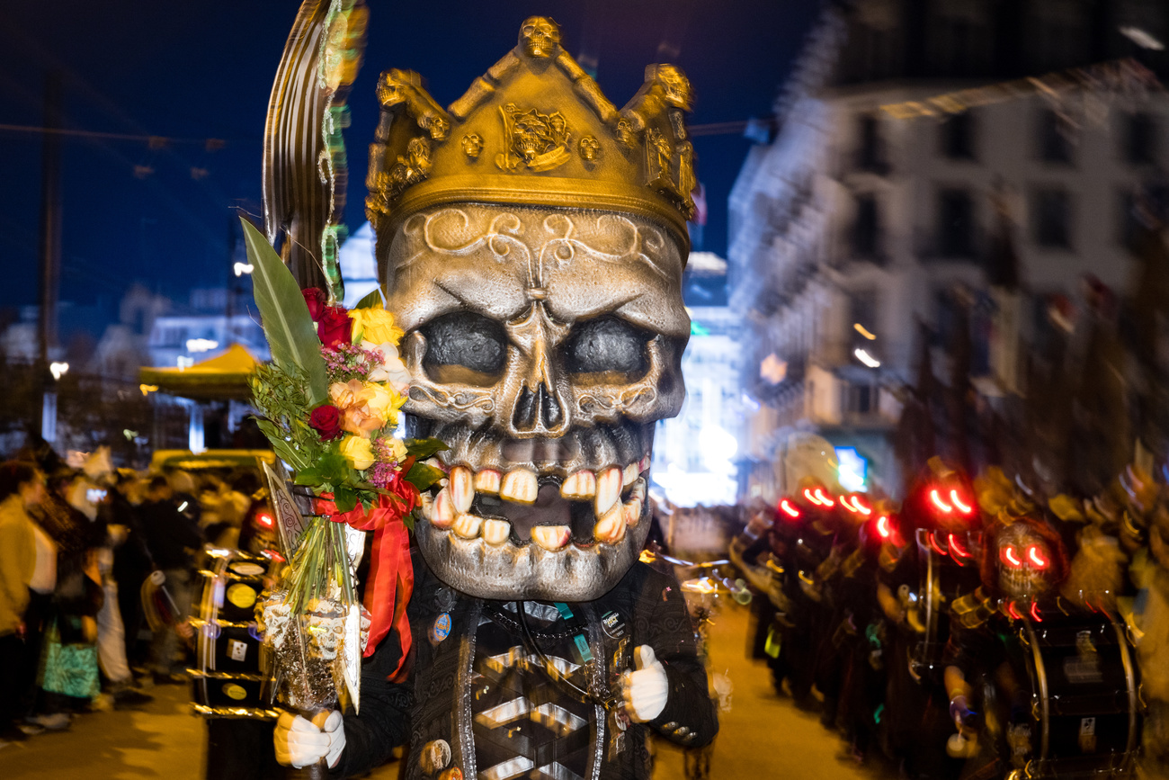 A costumed participant of the Lucerne carnival