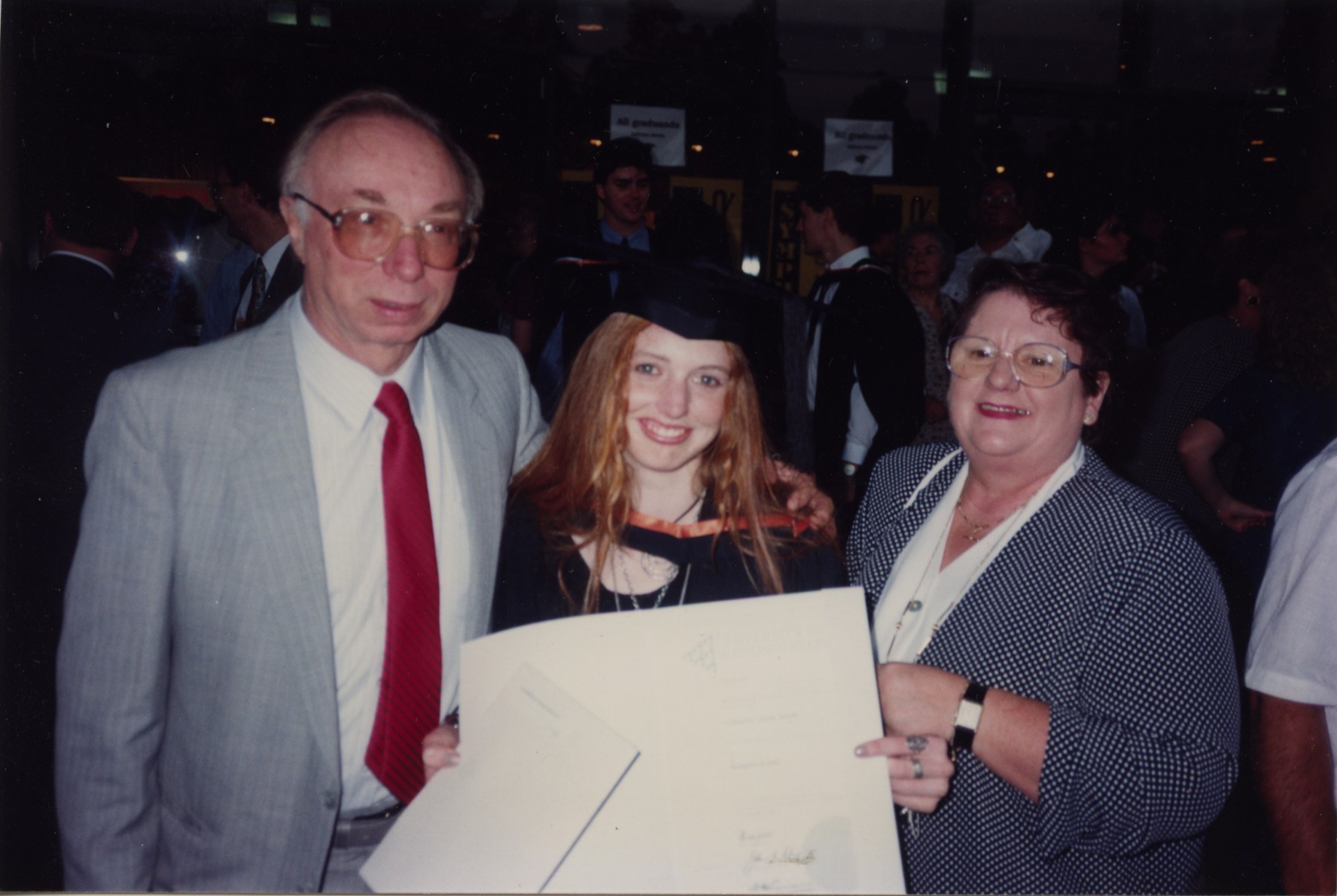 Cate Riley with her adoptive parents Alan and Dawn