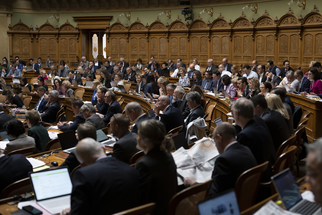 Lawmakers inside the Swiss House of Representatives