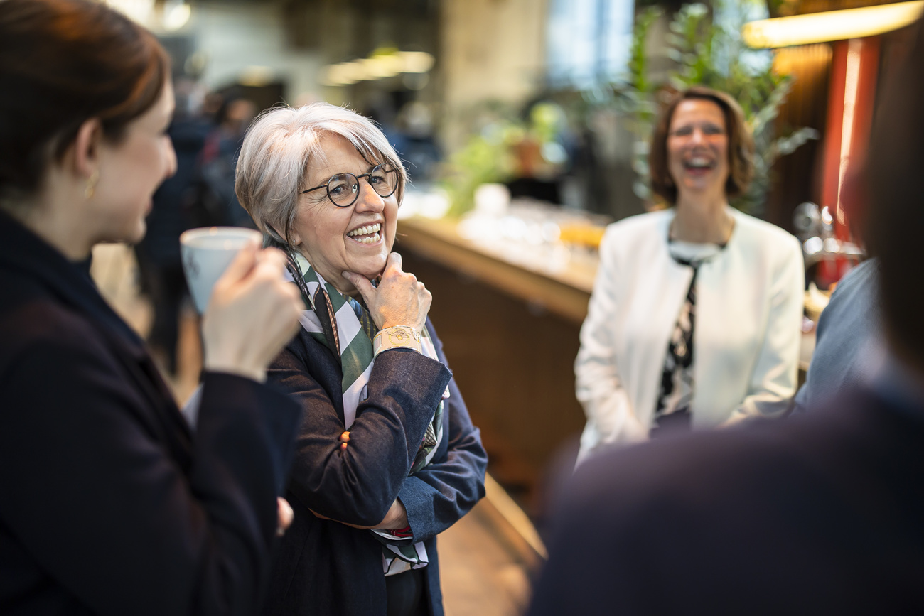 Baume-Schneider talking to journalists