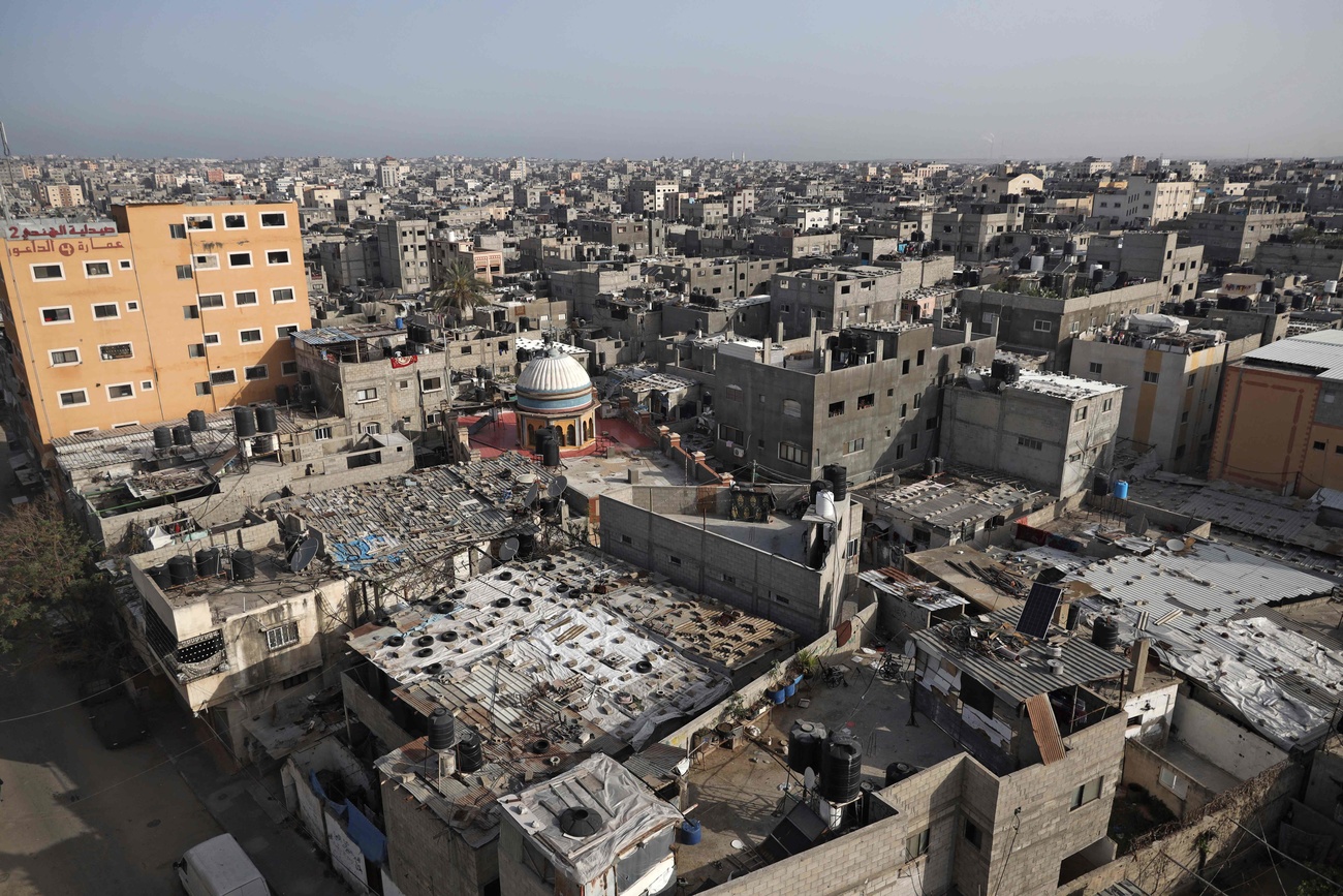 Vue aérienne sur un camp de réfugiés dans la Bande de Gaza.