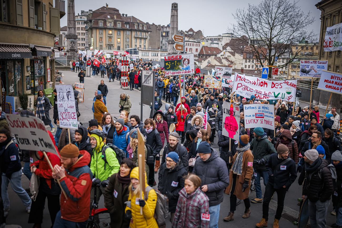 Protesters in Lausanne