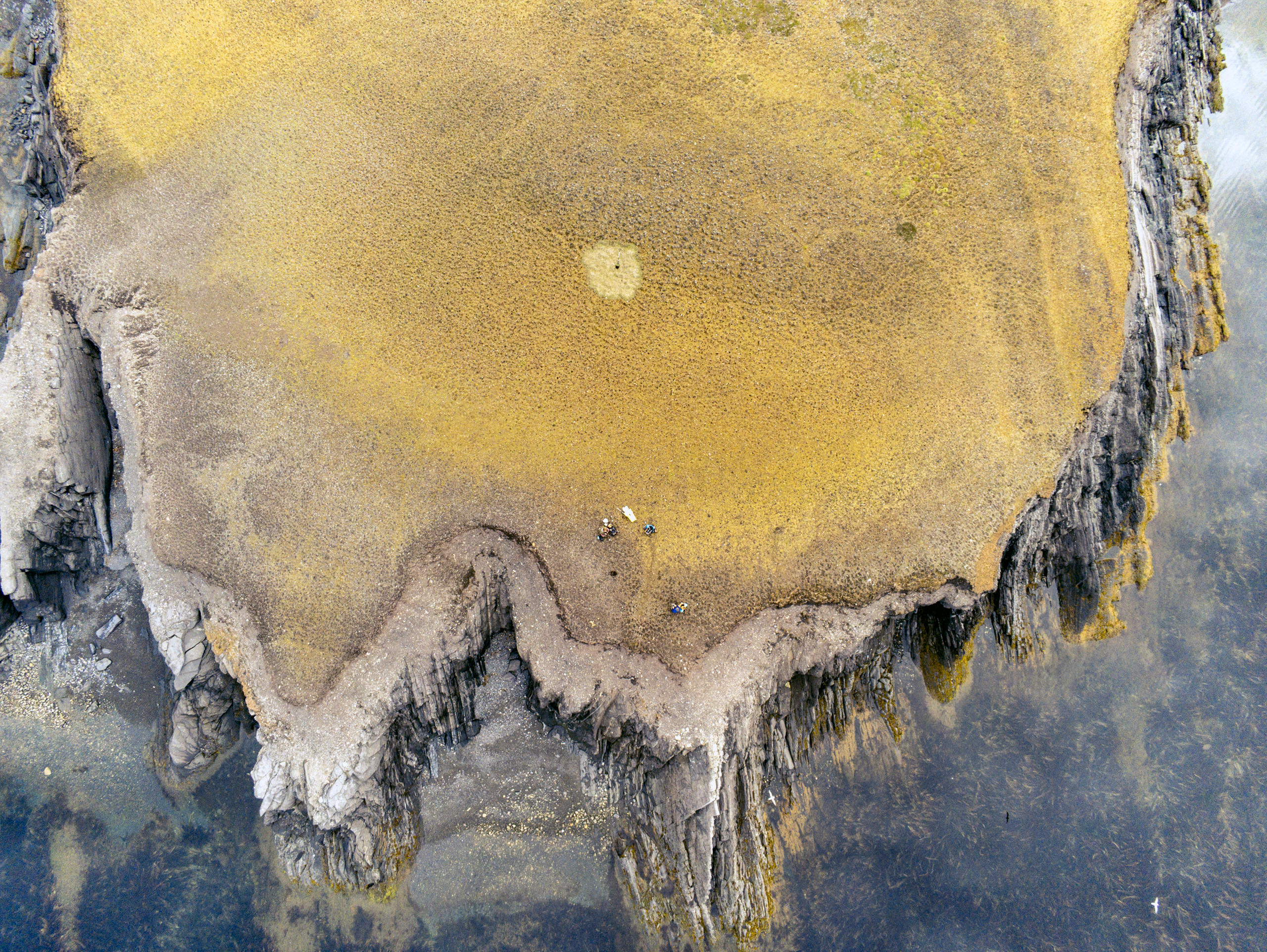 Drone picture taken above a sampling site on Svalbard.