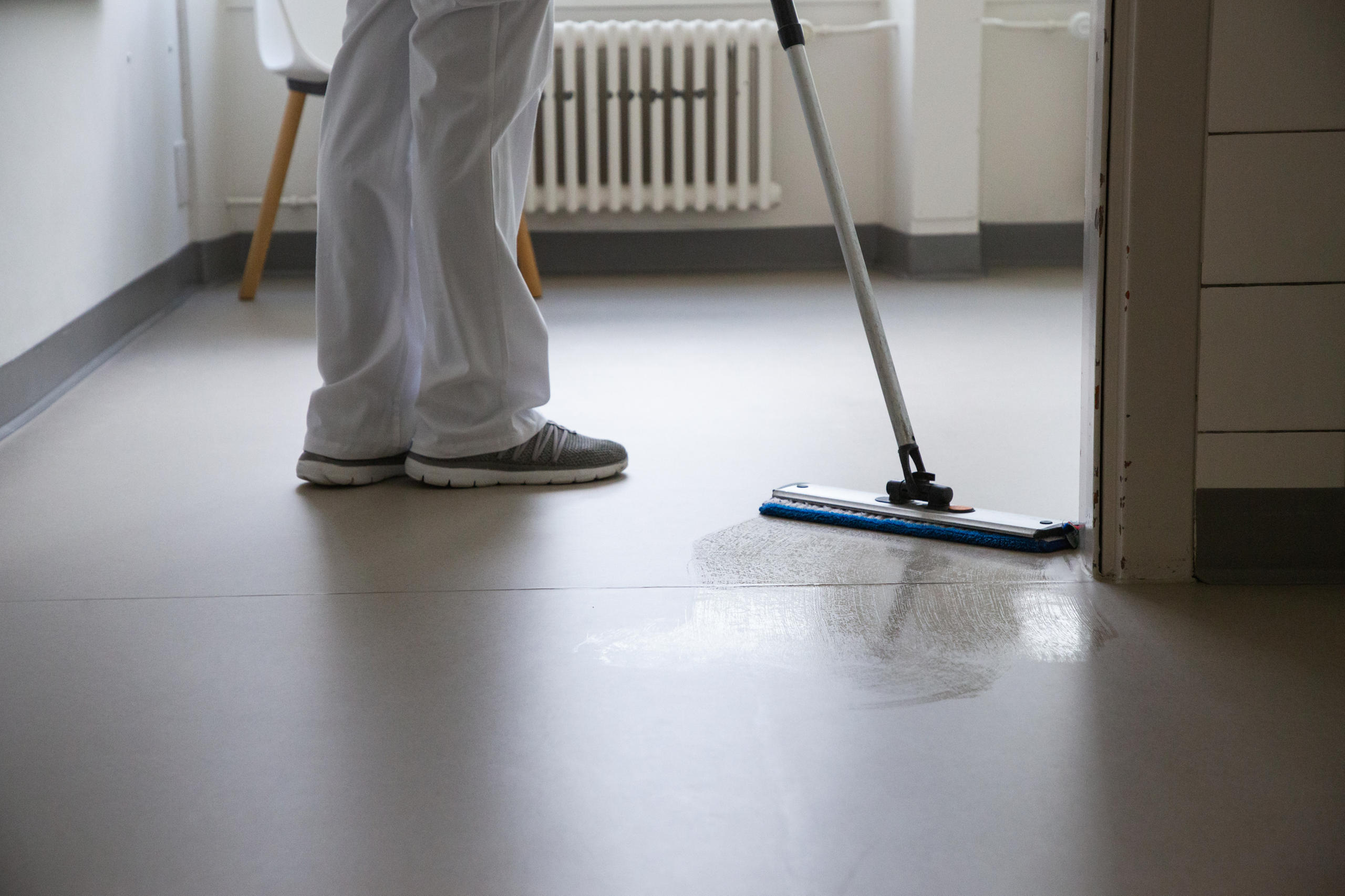 Cleaning the floor