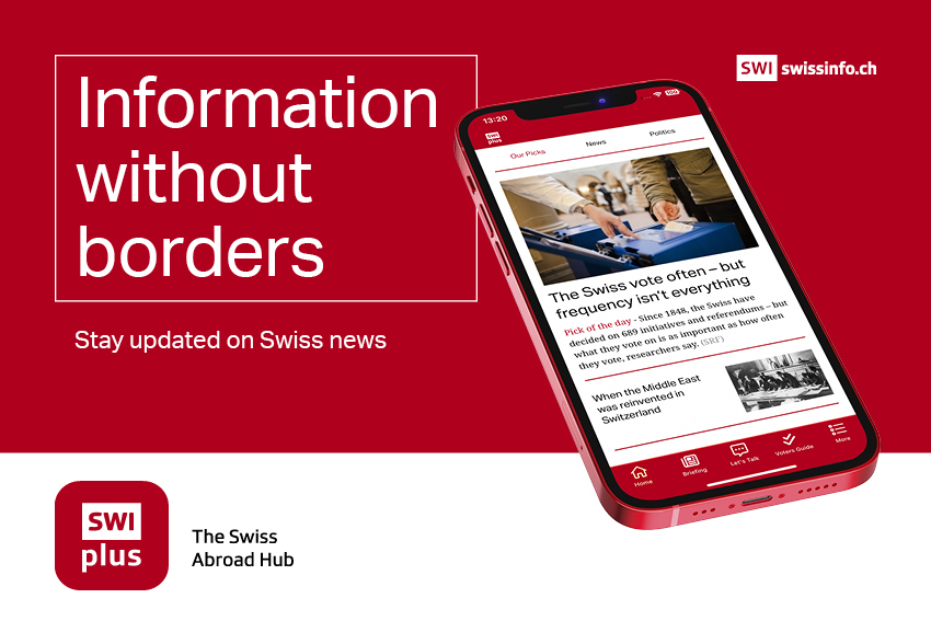 Red box with picture of a phone and text reading Information without borders