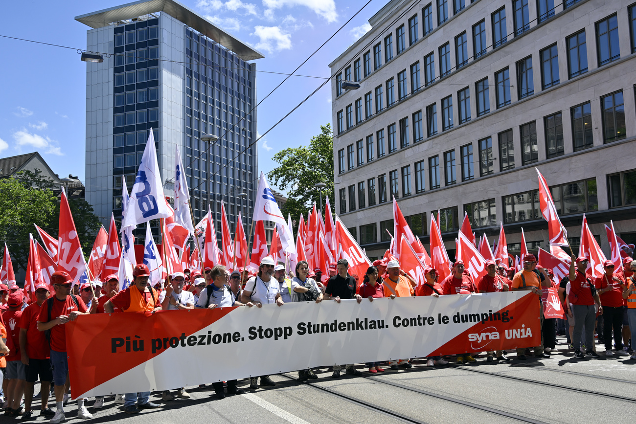 manifestanti con bandiere