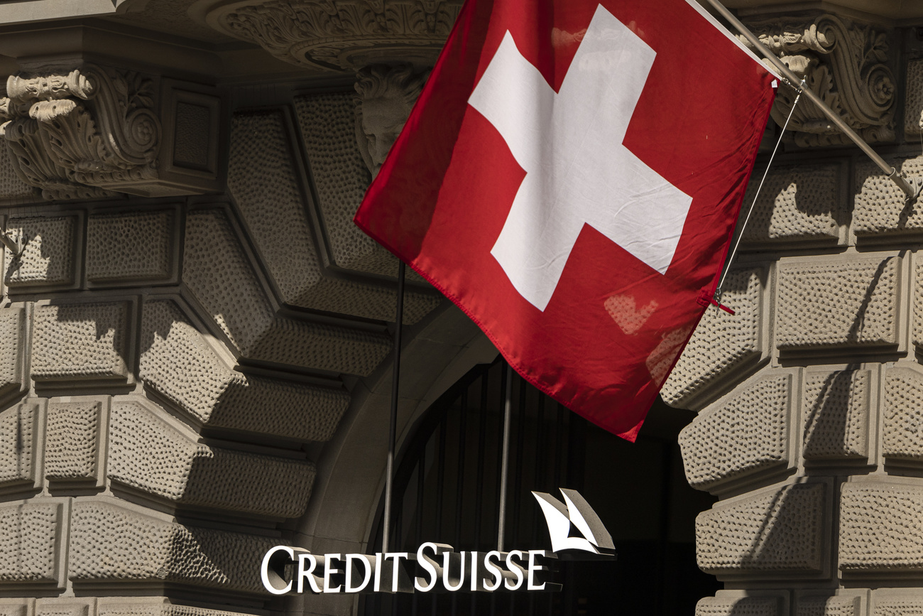 Credit Suisse with Swiss flag