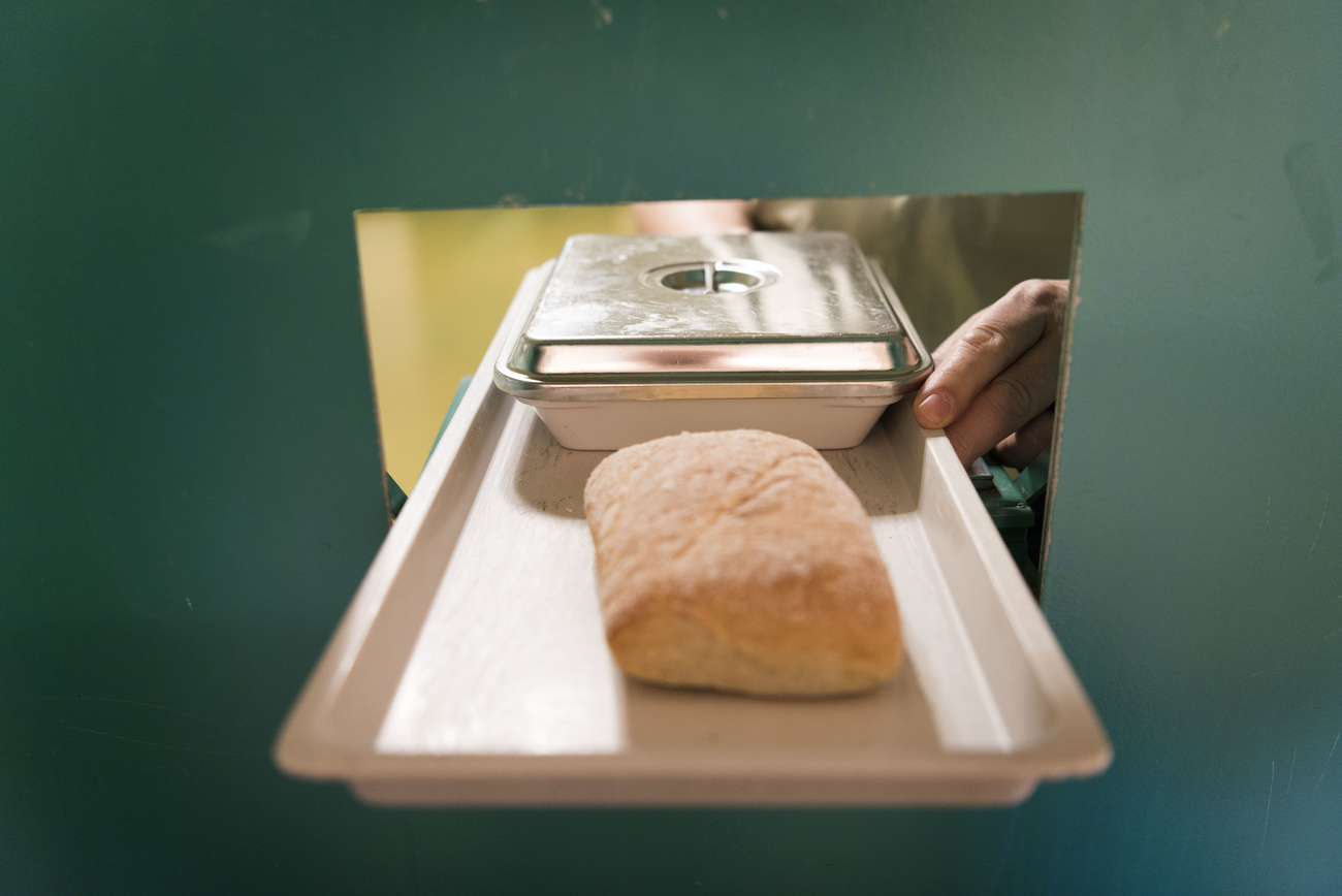 Food served through a prison door hatch