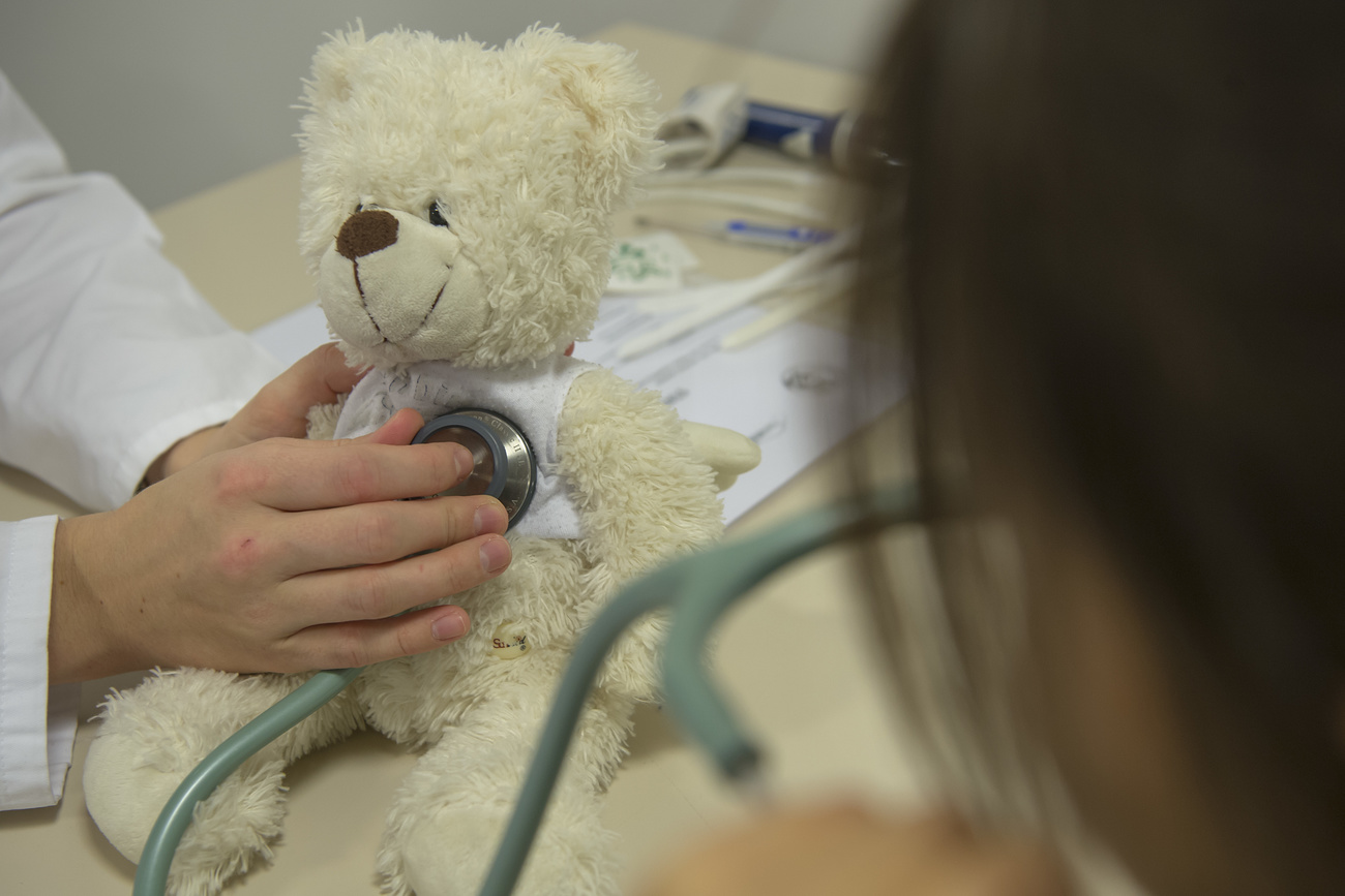 Ein Teddybär wird untersucht