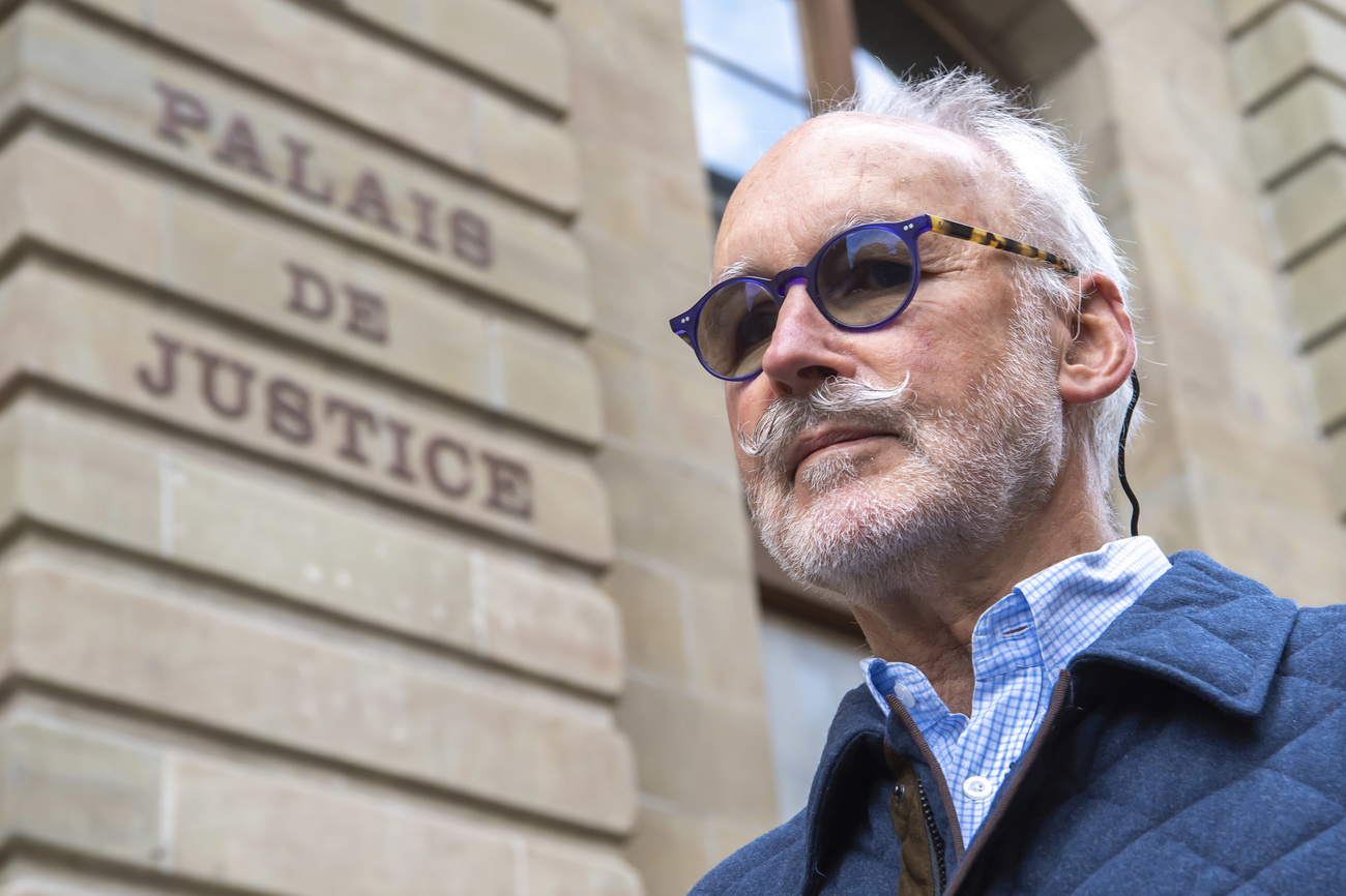Pierre Beck outside a court in Geneva in 2020