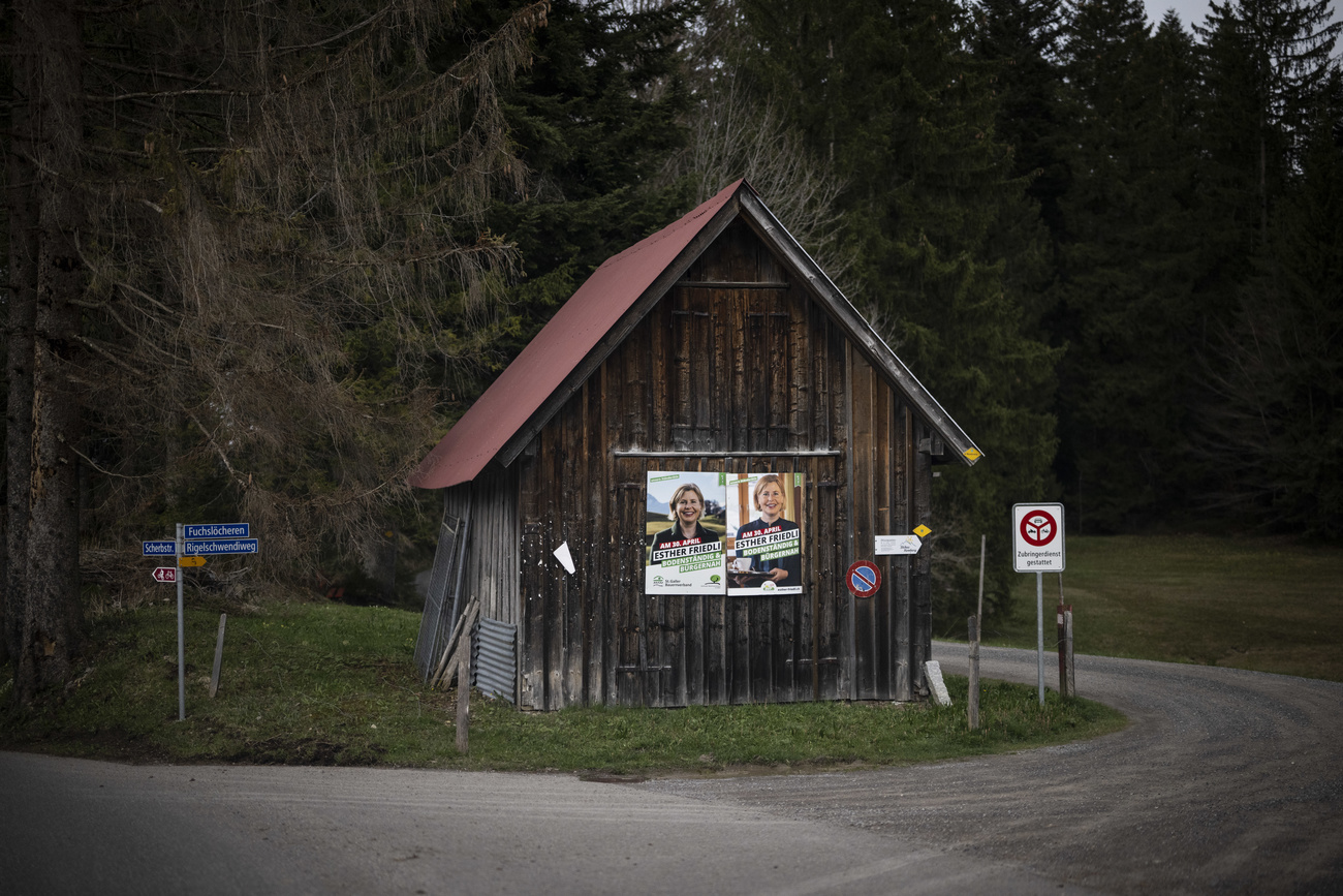 Hut with political posters