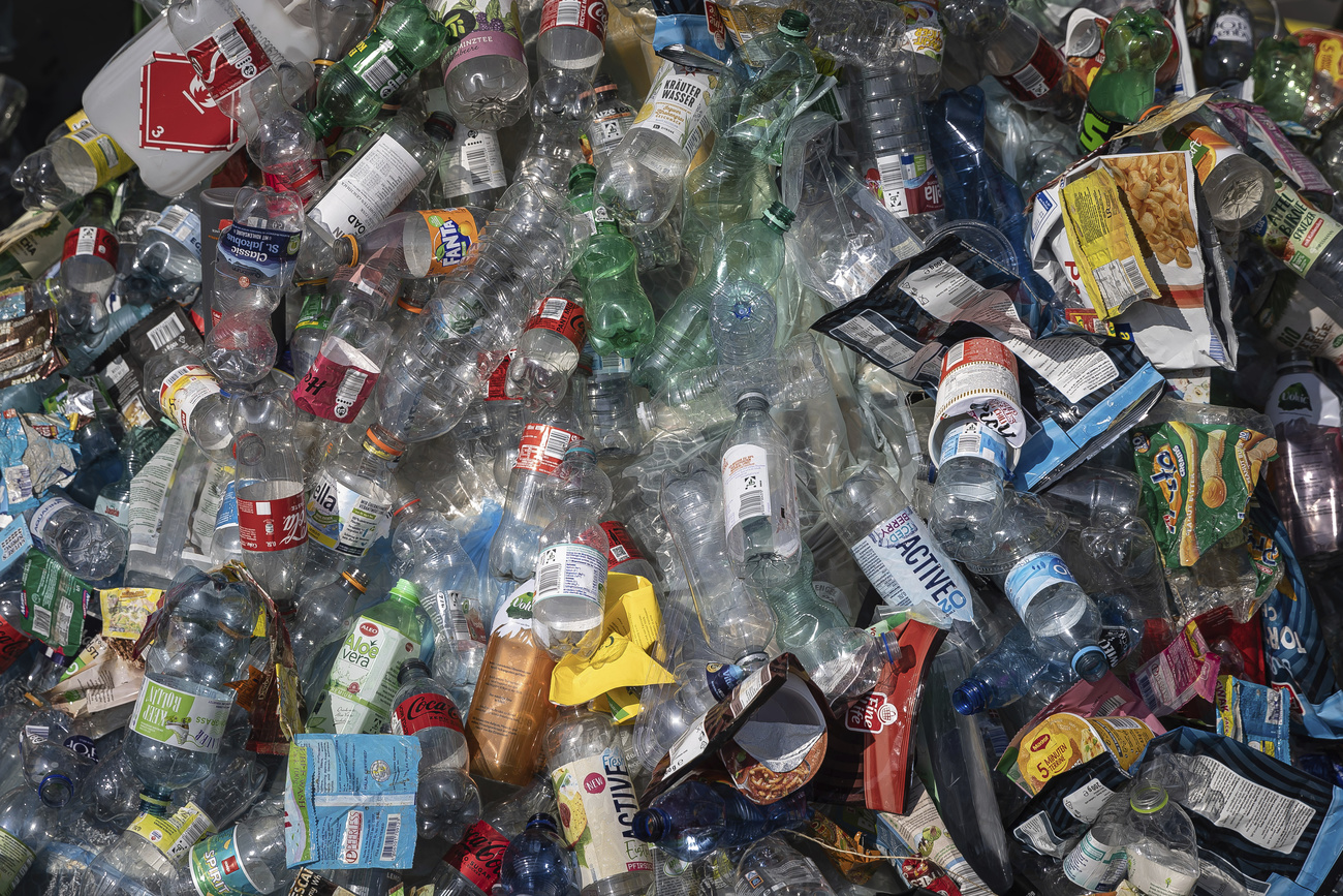 Plastics gathered to display at the Paris plastics treaty.