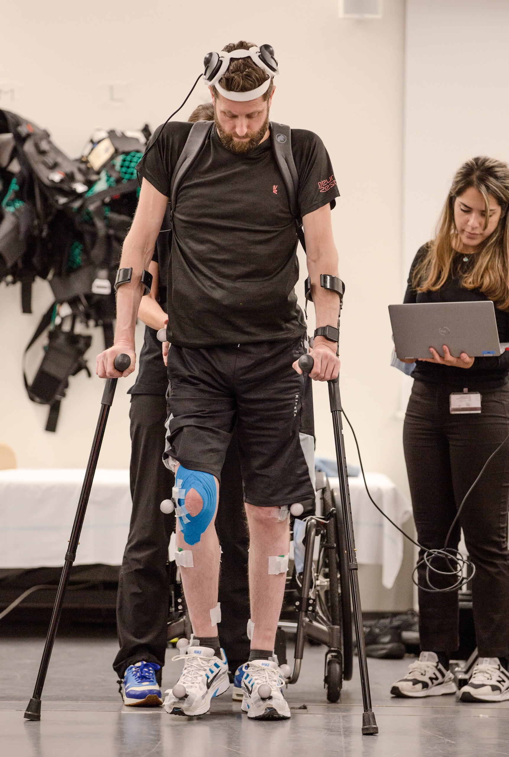 Man walks with implants